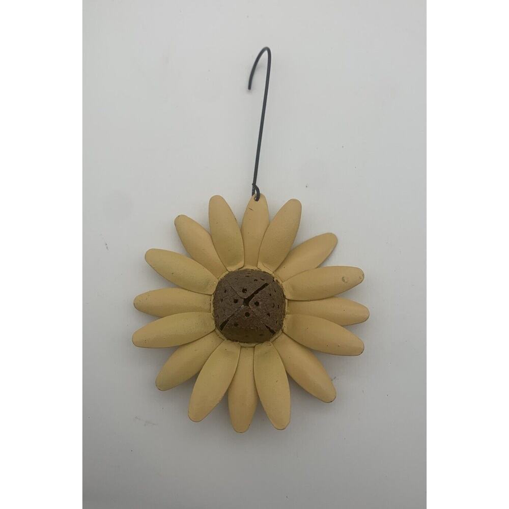 Vintage Jingle Bell Sunflower Sun Flower Ornament Decor Spring Summer Metal 4"